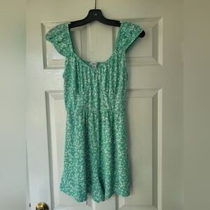 Green Floral Romper